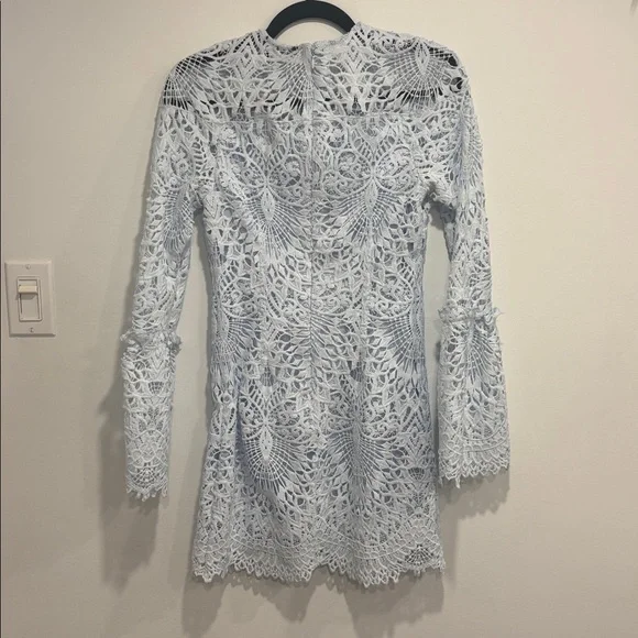 Marciano Light Blue Lace Long Sleeve Dress - Picture 8 of 16